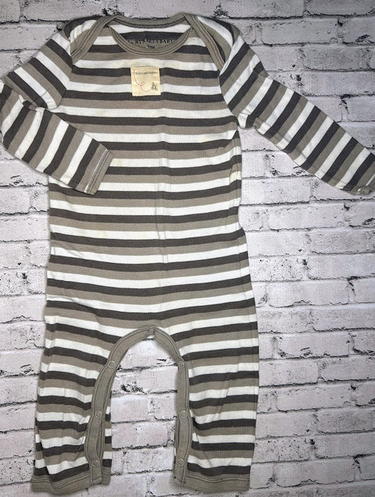 Burt's Bee's Baby: Brown Stripe Jumpsuit - 6/9m