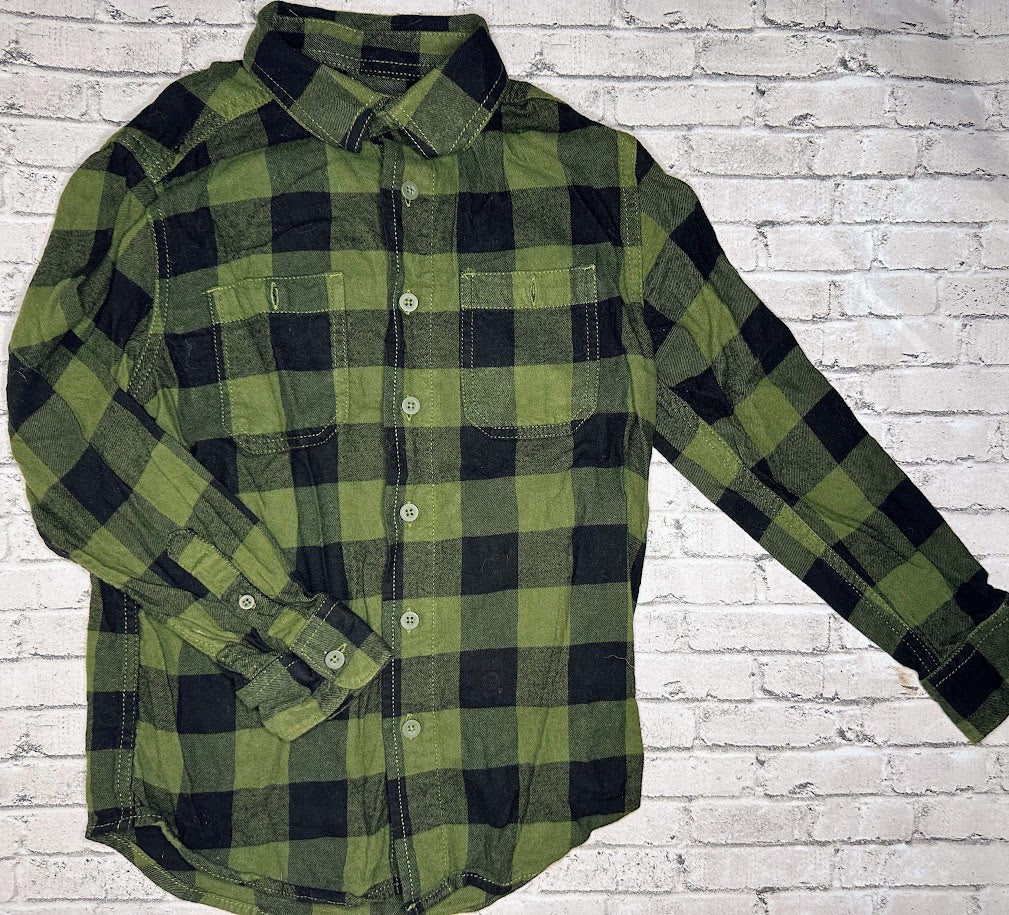 Wonder Nation: Green Plaid Button Up - 8