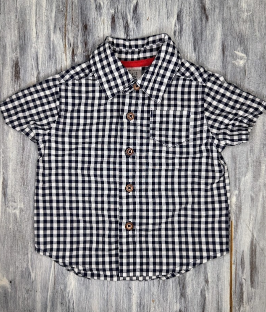 Just One You: Navy Checkered Button Up- 3m