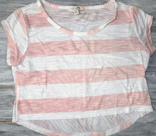 77 Kids: Pink Stripe Crop Top- Youth XS (5/6)