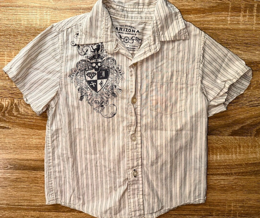 Arizona: Cream + Gray Button Shirt- 5/6