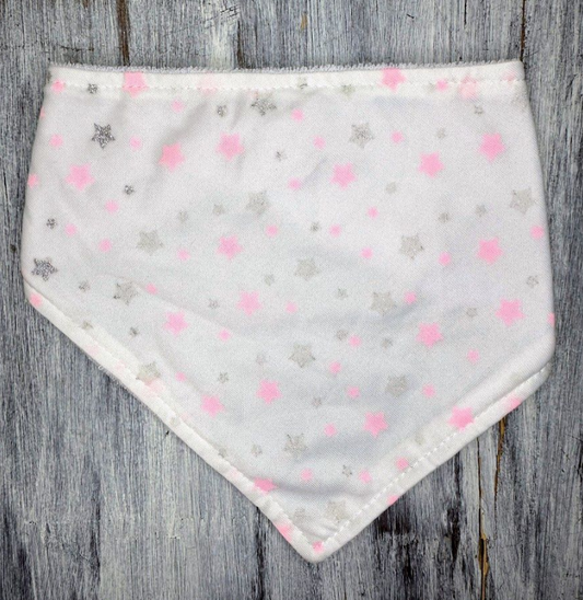 Ava Olivia: Pink/Gray Star Button Bib- OS