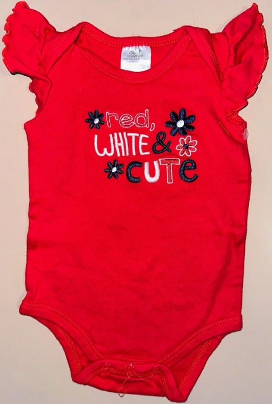 'Red, White, & Cute' Bodysuit- 3/6m