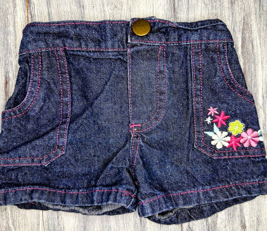 Baby Togs: Embroidered Shorts- 12m