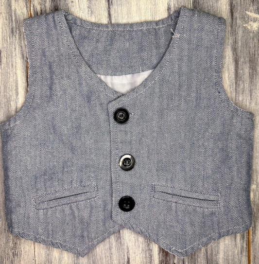 Blue Button Vest- 70UK (6/9m)