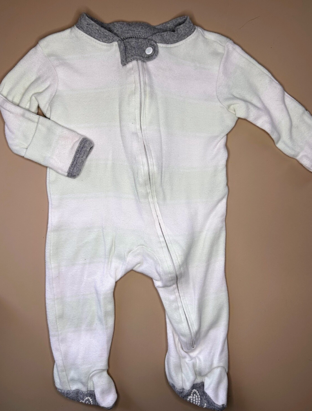 Burt’s Bees Baby: Mint/White Stripe Sleeper- 0/3m