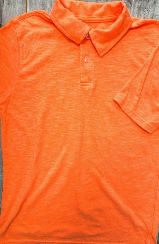 Wonder Nation: Neon Orange Button Polo- 10/12