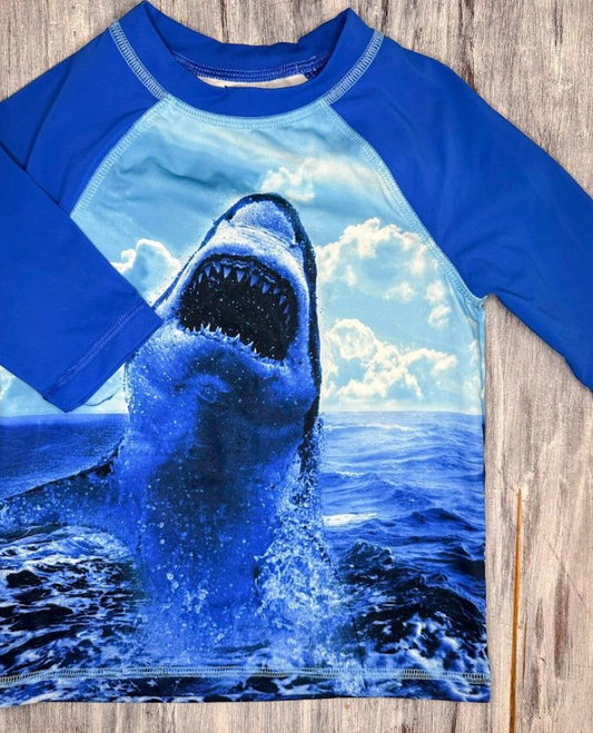 Wonder Nation: Shark Rashguard Top- 4/5