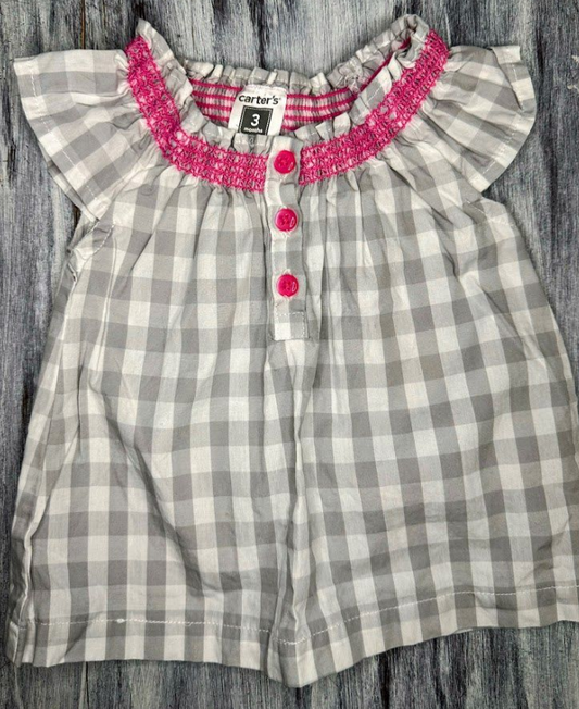 Carter's: Gray Plaid Dress- 3m