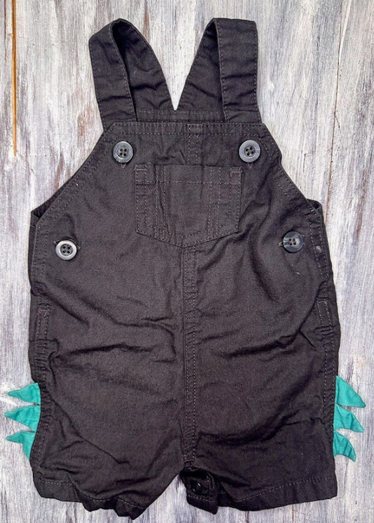 Carter's: Gray/Teal Dino Overalls- 3m