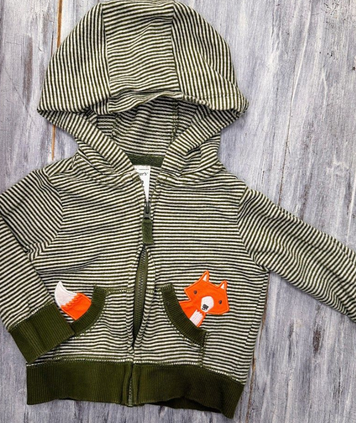 Carter's: Green Stripe Fox Full Zip- 6m