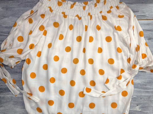 Hearts: Gold Polk-a-Dot Top- 7/8