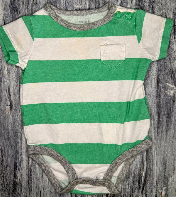 Carter's: Mint Stripe Pocket Bodysuit- 3m