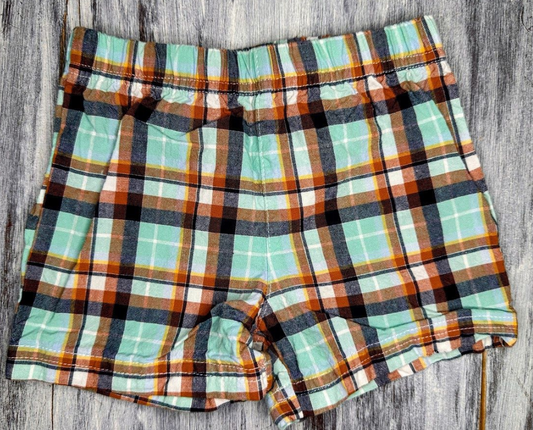 Carter's: Mint/Orange Plaid Shorts- 6m