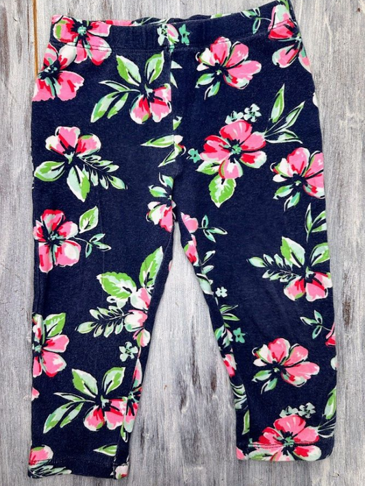 Carter's: Navy Flower Leggings- 24m