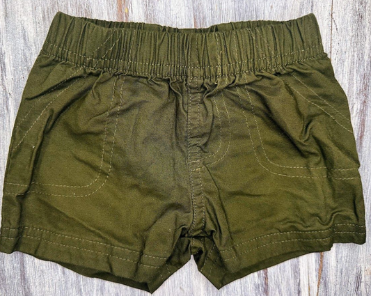 Carter's: Olive Faux Denim Shorts- 3m