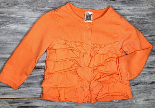 Carter's: Orange Button Ruffle Top- 9m