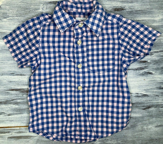 Carter's: Pink/Blue Button Up- 6m