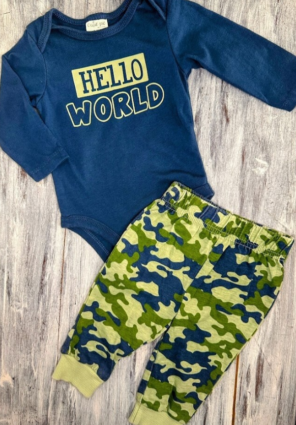 Cutie Pie: 'Hello World' 2pc Set- 0/3m