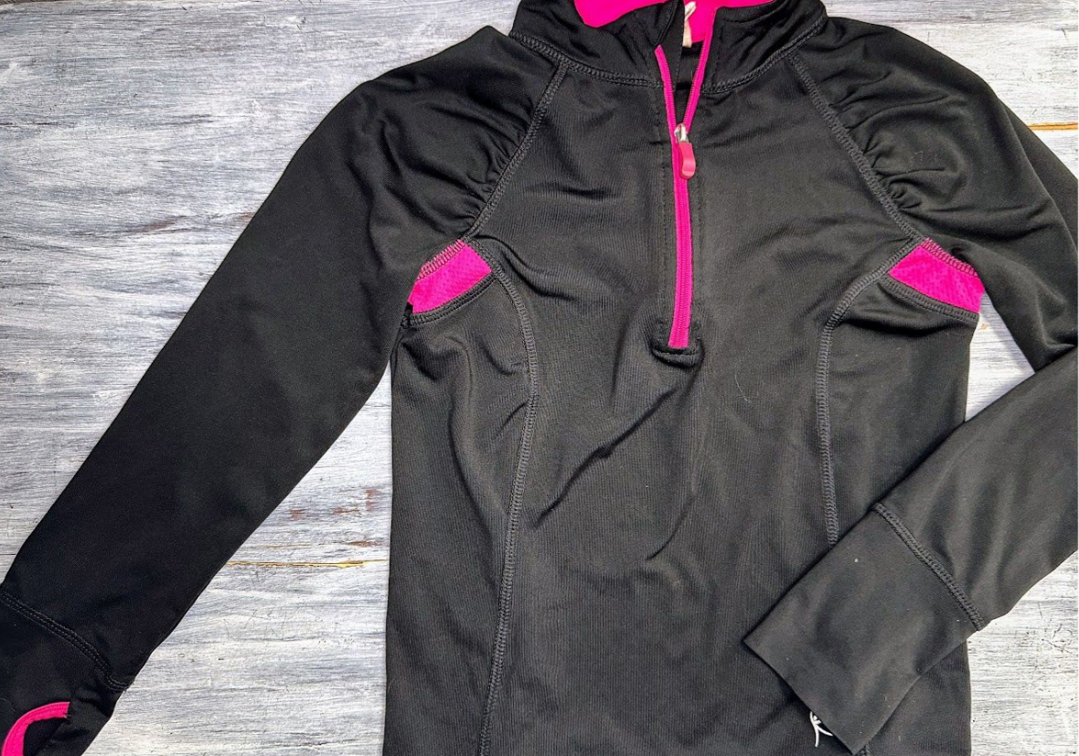 Danskin Now: Black/Pink Active Full Zip- 6/6x