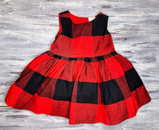 Carter's: Red Plaid Dress- Newborn