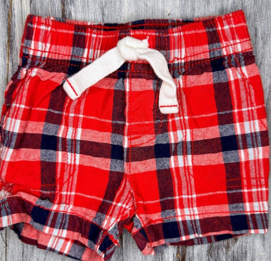 Carter's: Red Plaid Shorts- 3m