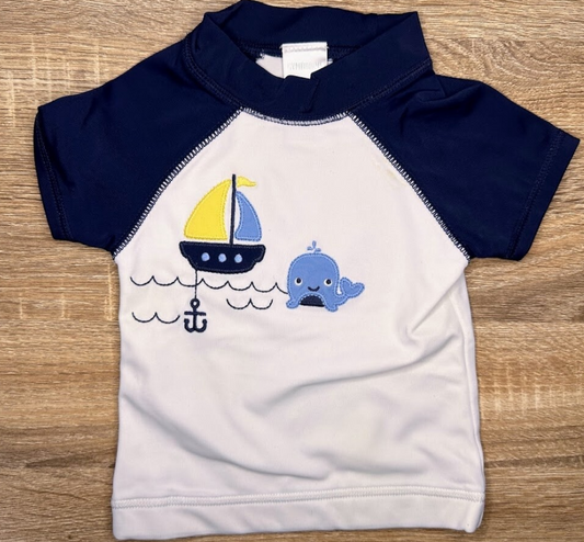 Gymboree: Whale Short Sleeve Sunblock Tee- 3/6m