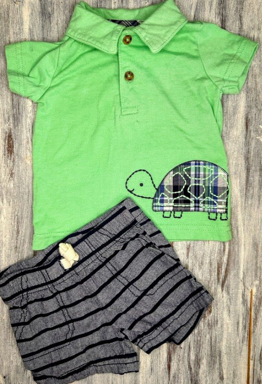 Just One You: 2pc Mint Turtle Polo Set- 3m